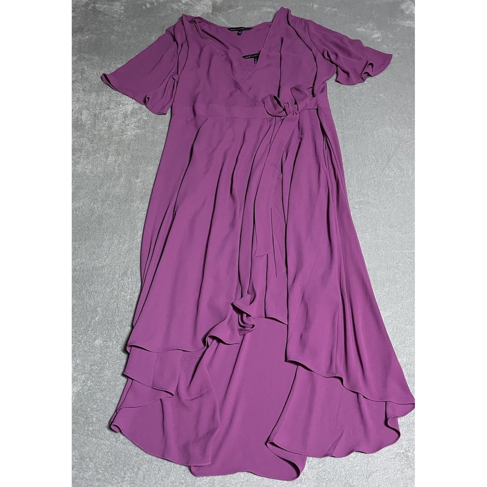 White House Black Market Purple Wrap Midi Dress